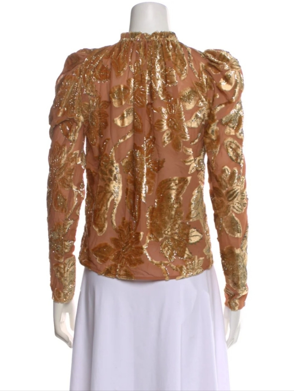 Ulla Johnson Camilla Velvet Devore Rose Gold Metallic Floral Burnout Top Size 4 - Picture 6 of 16